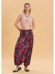 Red Bohemian Shalwar with Elastic Waist and Gipe Detail 4536